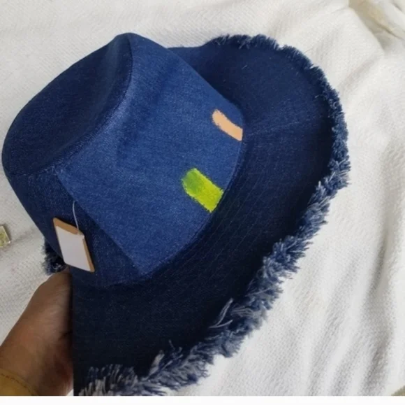 Denim‎ Casual Boho Vibe cowboy frayed hat NWT - Picture 4 of 9